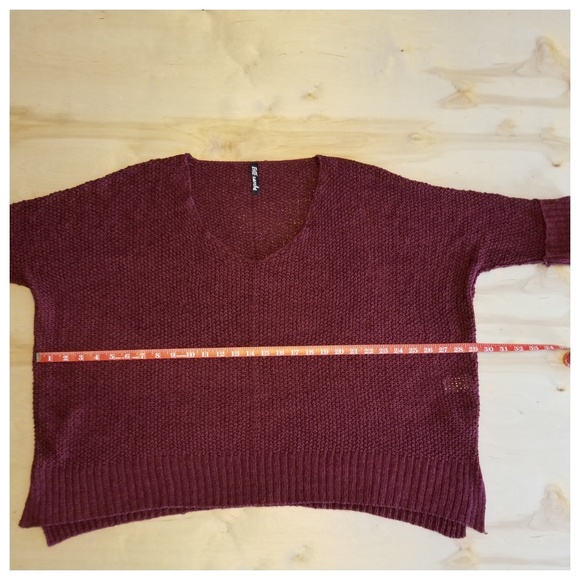 Burgundy Loose Fit V-Neck Sweater - Picture 3 of 3